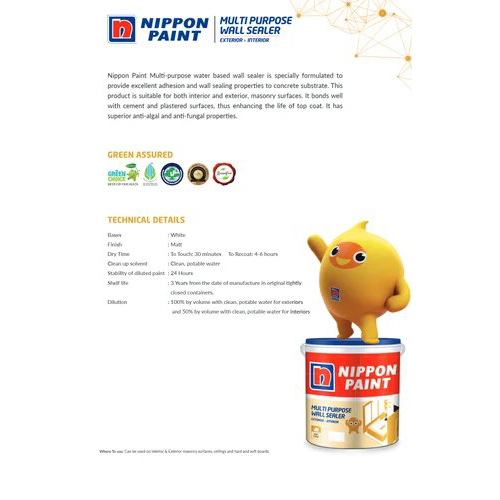 20 L Nippon Paint Multi Purpose Wall Sealer Paint - Physical Form: Liquid