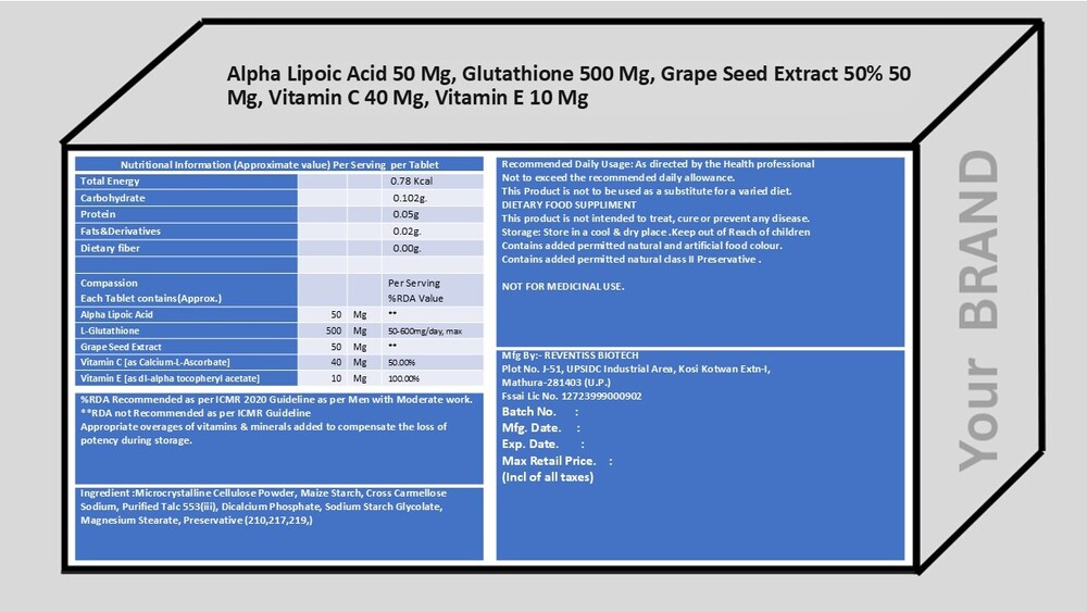 Alpha Lipoic Acid,Glutathione,Grape Seed Extract,Vitamin C,Vitamin E