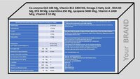 Co-enzyme Q10, Vitamin B12, Omega-3 Fatty Acid , DHA, EPA , L-Carnitine, Lycopene, Vitamin A , Vitamin E