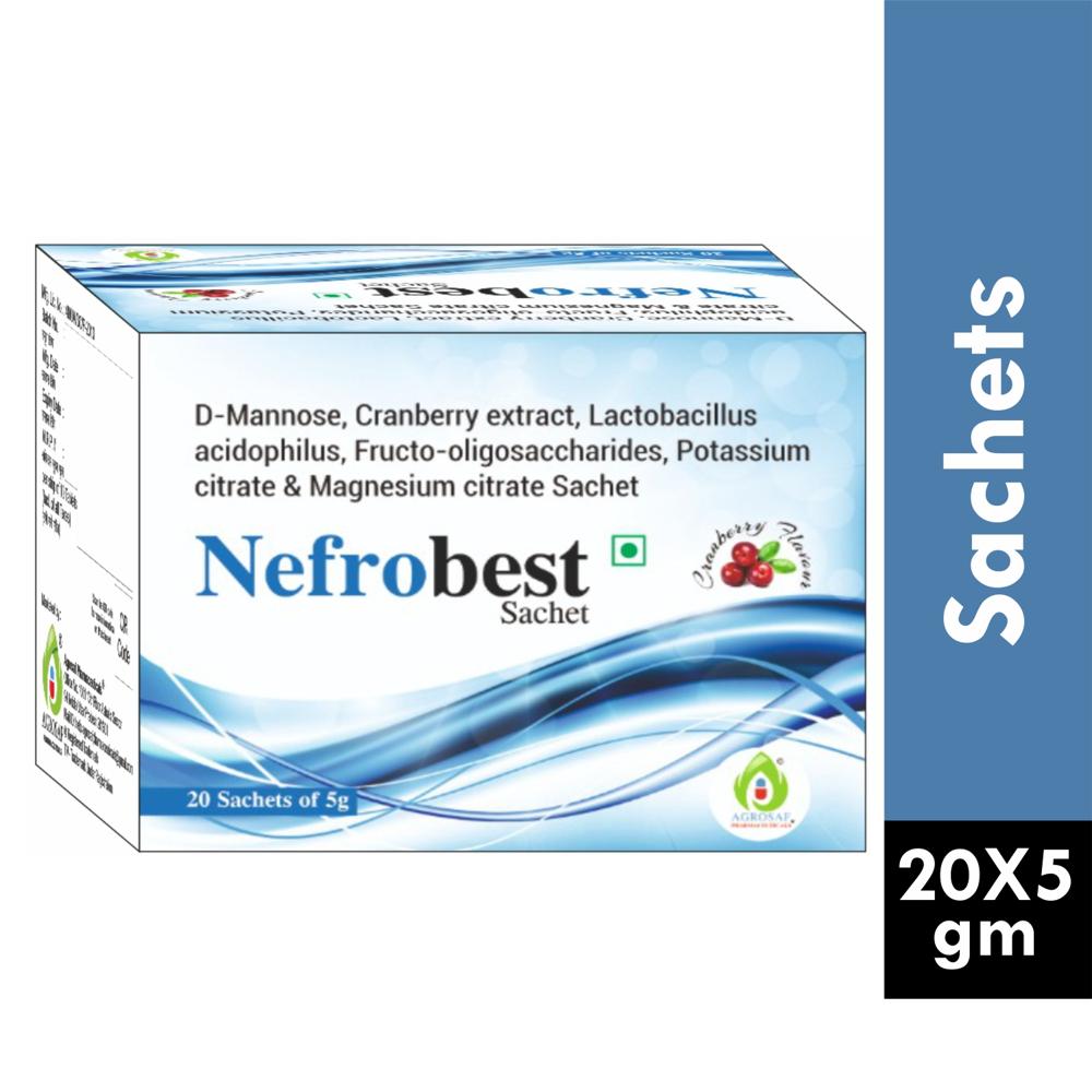 NEFROBEST SACHET - D-mannose(300mg),cranberry Extract(200mg),lactobacillus Acidophilus(450 Million Iu),fructo-oligosaccharides(100mg),pottassium Citrate(614mg) & Magnesium Citrate(364mg) Sachet