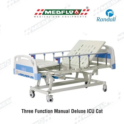 Three Function Manual Premium Icu Cot - Color: White Blue
