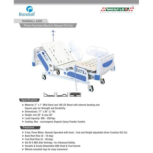 Three Function Electric Deluxe Icu Cot - Color: Grey Blue