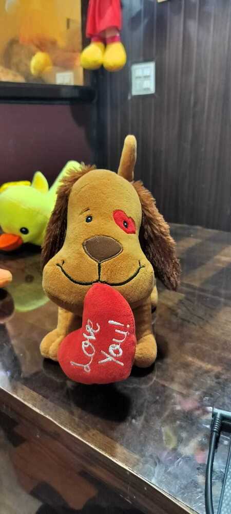 DOG WITH RED HEART SOFT TOYS