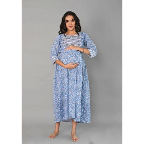 Printed Reyon Kurti - Color: Blue