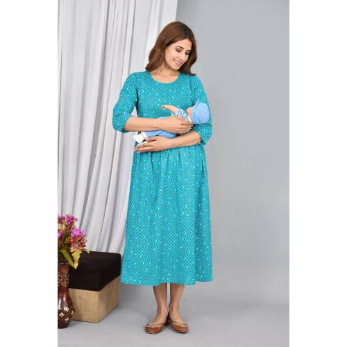 Maternity Feeding Gown - Color: Blue