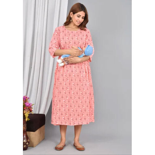 Maternity Feeding Night Dresses - Color: Peach