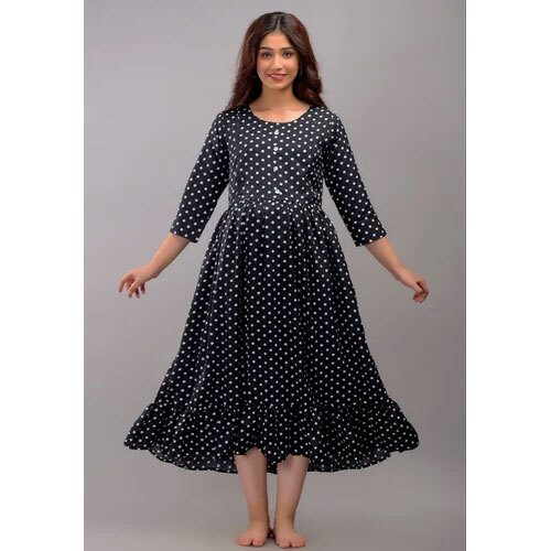 Feeding Maternity Pregnancy Rayon Kurti - Color: Navy Blue