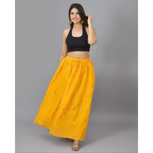 Block Printed Skirt - Color: Yellow