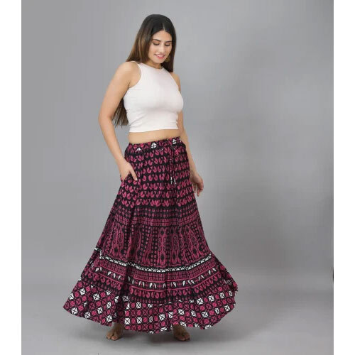 Cotton Jaipuri Skirt - Color: Blue