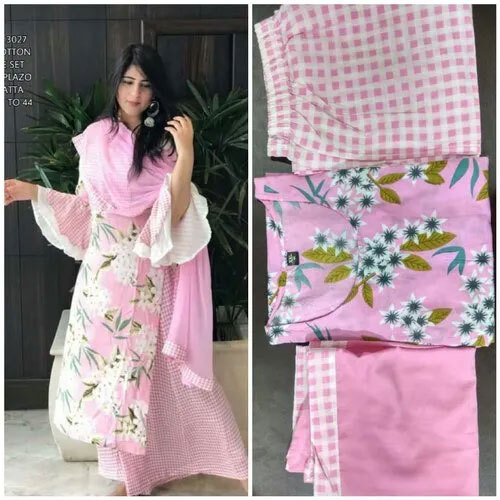 Party Wear Ladies Suit - Material: Cotton