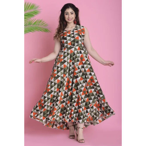 Printed Maxi Dress - Material: Coton