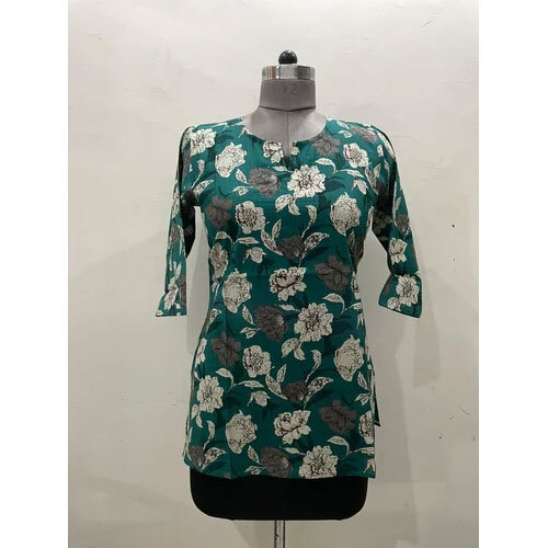 Womens Printed Tops - Color: Green
