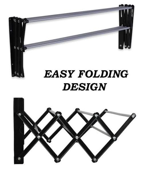 Wall Mount Dry Cloth Hanger - Color: Black