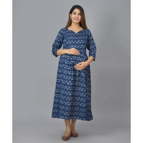 Rayon Maternity Dress - Color: Blue