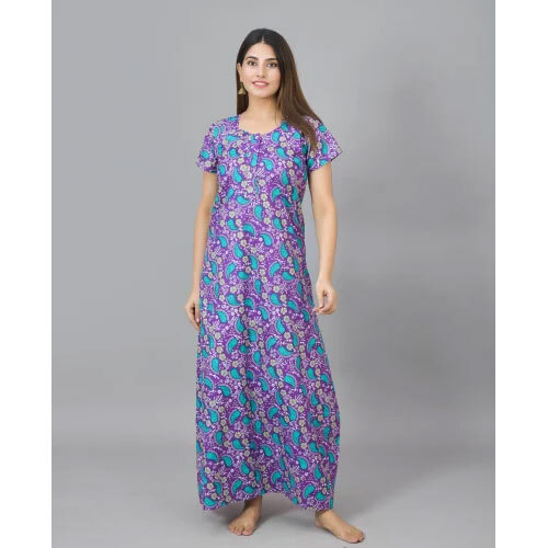 Jaipuri Cotton Nightgowns - Color: Blue