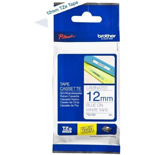 12Mm Genuine Brother Tze 233 Blue On White Labelling Tape Cassette - Advantage: Easy To Use