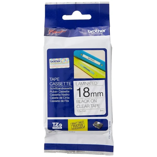 18mm Genuine Brother TZe 141 Black On Clear Labelling Tape Cassette