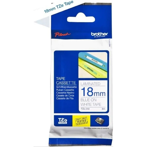 18Mm Genuine Brother Tze 243 Blue On White Labelling Tape Cassette - Advantage: Easy To Use