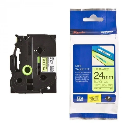 24mm Genuine Brother TZe C51 Fluorescent Yellow Labelling Tape Cassette
