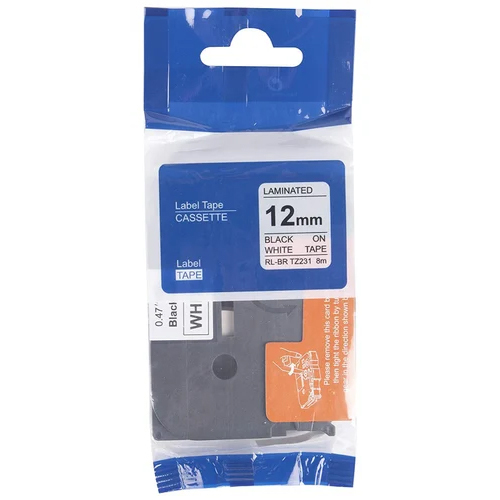 12mm Compatible Brother TZe 231 Black On White Labelling Tape