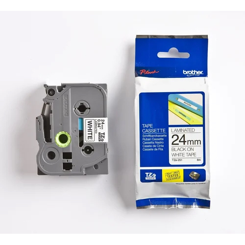 24mm Brother TZE 251 Black ON White Tape