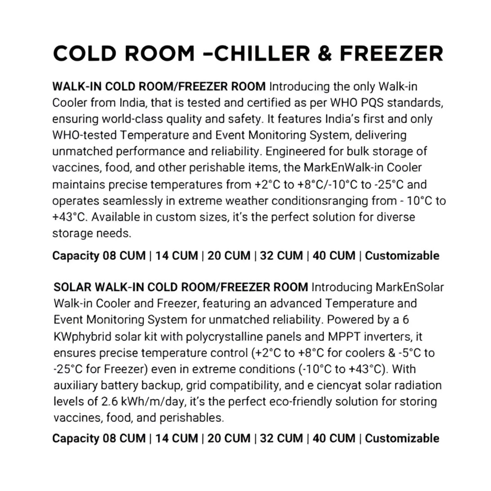 Mswf-01 Solar Walk In Freezer - Dimensions: Different Size Millimeter (Mm)