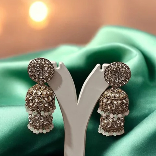 Meher zirconnia Kundan jhumkis