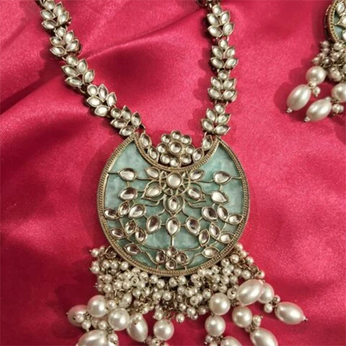 Chandni Mint Green Kundan Necklace Set