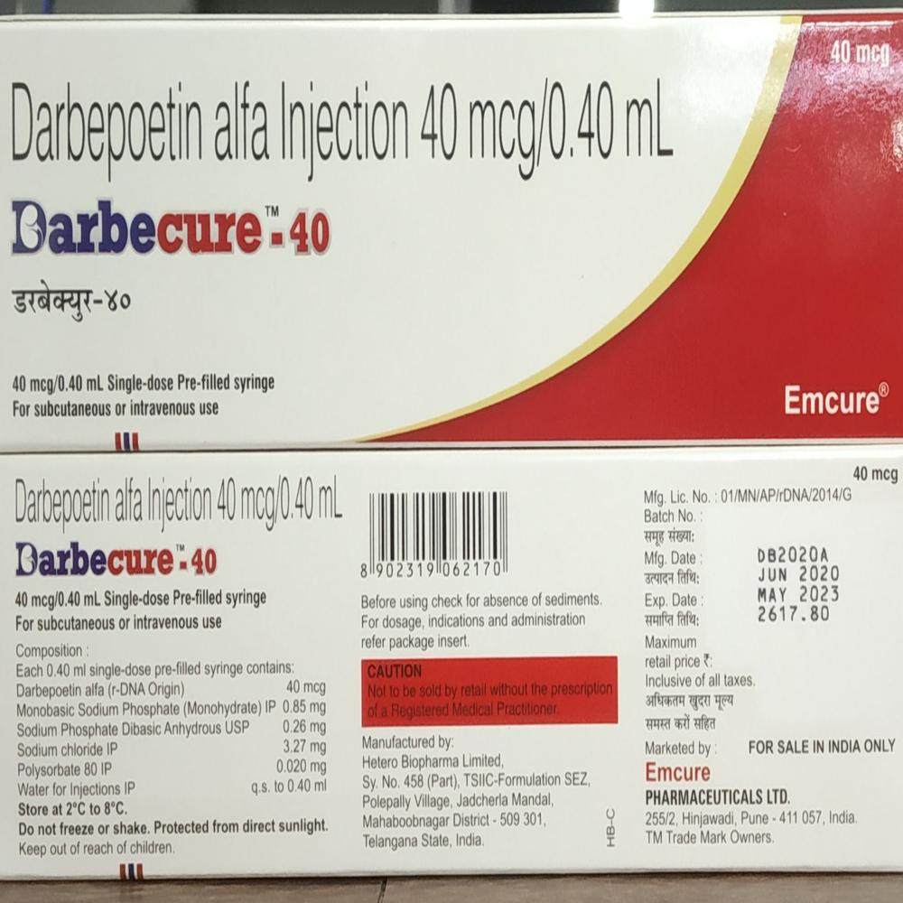 Darbecure  Darbepoetin alfa Injection 40mcg 