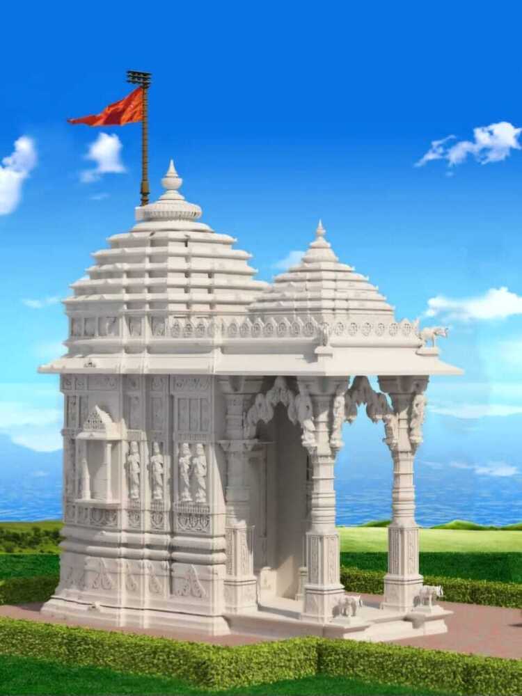Outdoor Marble Temple - High-quality Marble, Standard Size , Polished White Finish, Elegant Plain Style, One-year Warranty