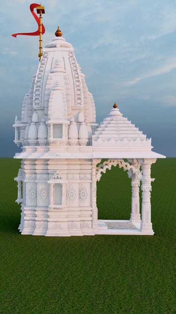 Outdoor Marble Temple - High-quality Marble, Standard Size , Polished White Finish, Elegant Plain Style, One-year Warranty
