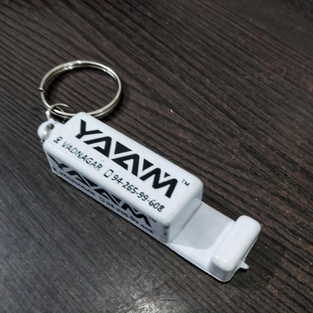 Plastic Keychain - Durable Plastic, Compact Design | Dual Functionality As Mobile Stand & Keychain, Universal Smartphone Compatibility, Smooth Finish