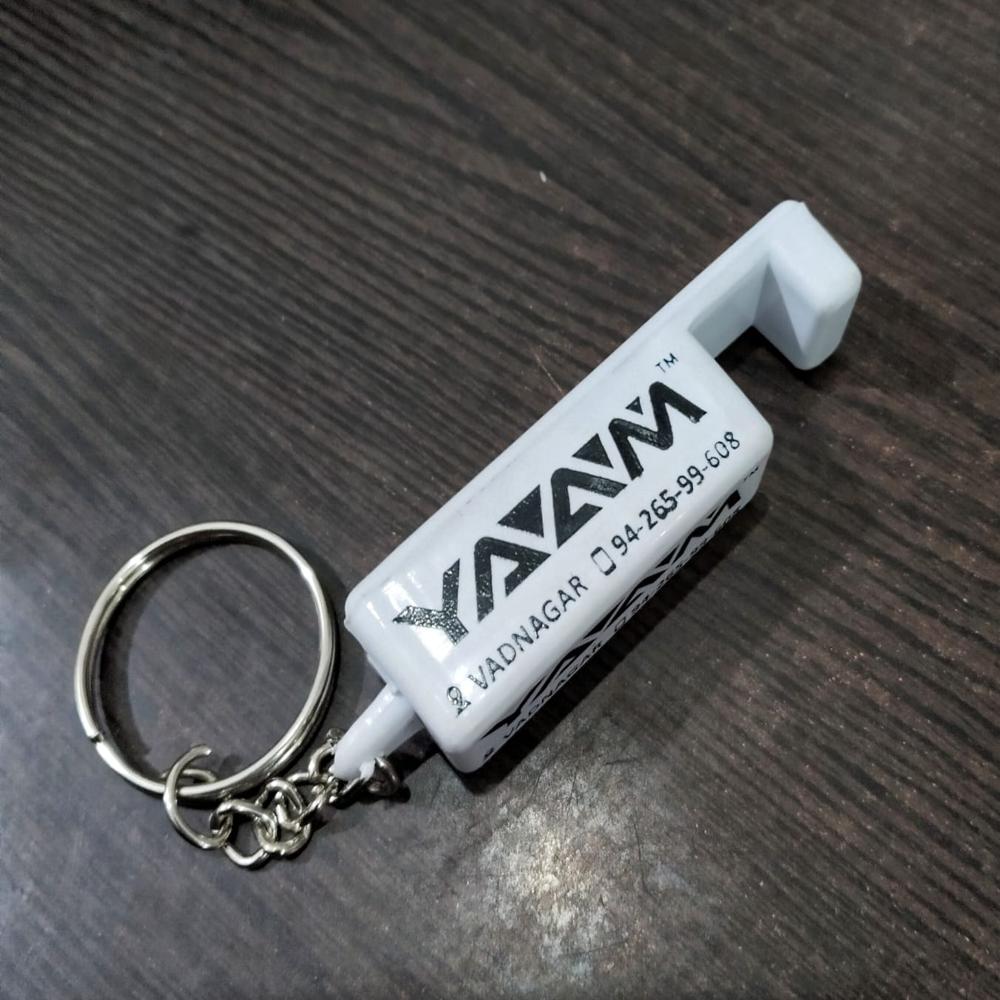 Plastic Keychain - Durable Plastic, Compact Design | Dual Functionality As Mobile Stand & Keychain, Universal Smartphone Compatibility, Smooth Finish