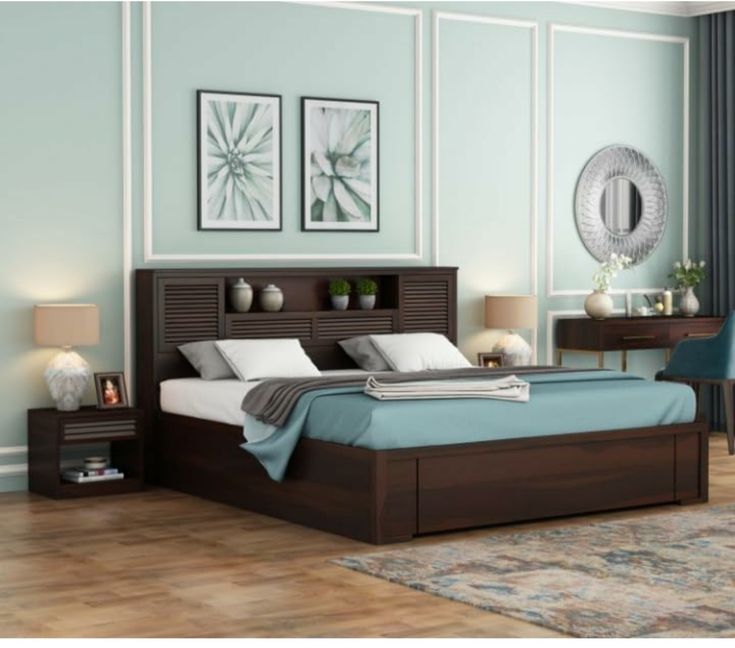Hydraulic Wooden Double Bed