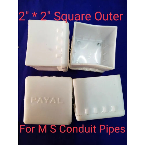 White Square Outer For Ms Conduit Pipe - Material: Plastic