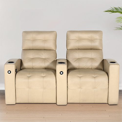 2 Seater Beige Home Theater Recliner Seat - Color: Different Available