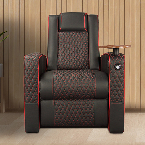 Milano Black Home Theater Recliner Seat With Red Piping - Color: Different Available