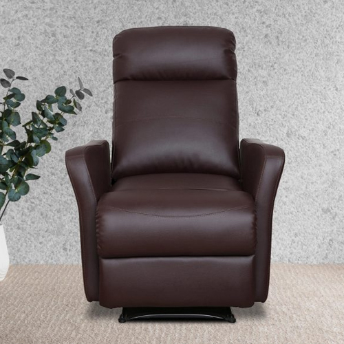 Sleek Brown PVC Single Seater Manual Recliner Chair