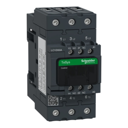 Lc1D50Au7 Contactor Tesys D Tesys Deca 3P (3No) Ac - 3 Ac - 3E 0To440V 50A 240V Ac 5060Hz Coil - Schneider Electric (Rate 77 Usd) - Color: Black