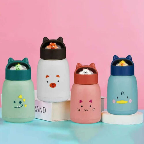 360Ml Cartoon Pet Animals Glass Water Bottle - Color: Multi Color