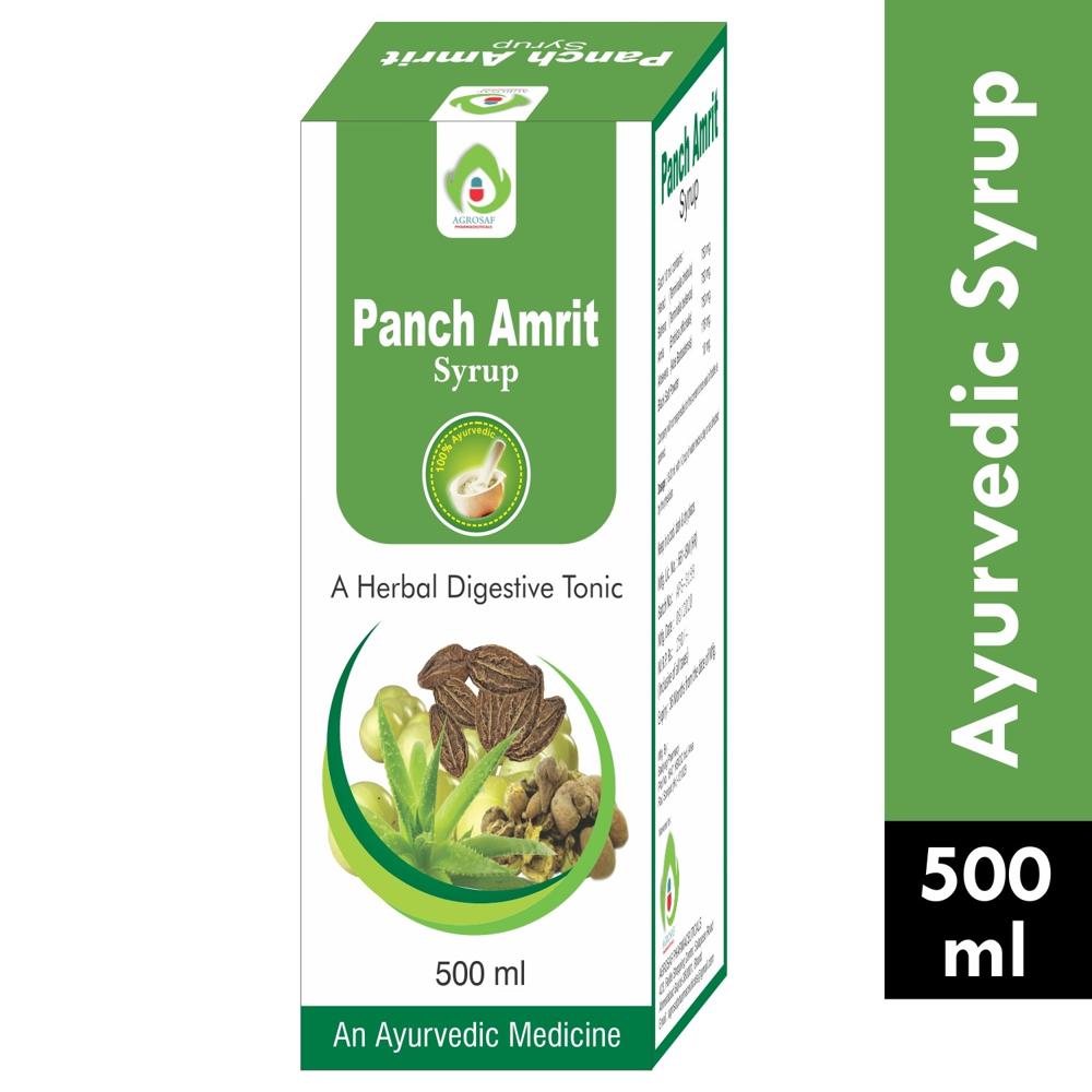 PANCH AMRIT SYRUP - Contains 5 Ayurvedic Formulas;harad(terminalia Chebula 750mg),bahera(terminalia Bellerica 750mg),amla(emblica Officinalis 750mg),aloevera(aloe Barbadensis 176mg) & Black Salt Powder 10mg