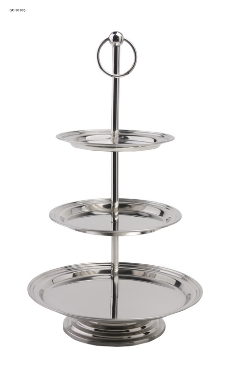 3 Tire Cake Stand - Stainless Steel, Small to Large, Silver | Polished Finish, Round Shape, Customizable Designs and Durable Quality
