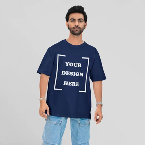 Men Cotton Blue Oversized Sublimation T Shirt