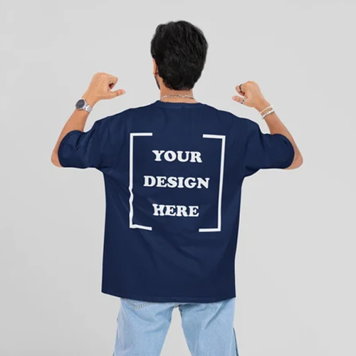Men Cotton Blue Oversized Sublimation T Shirt