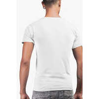 Men Cotton Round Neck White biowahsed T Shirt