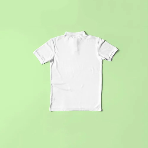 Men Cotton White Polo Neck T Shirt