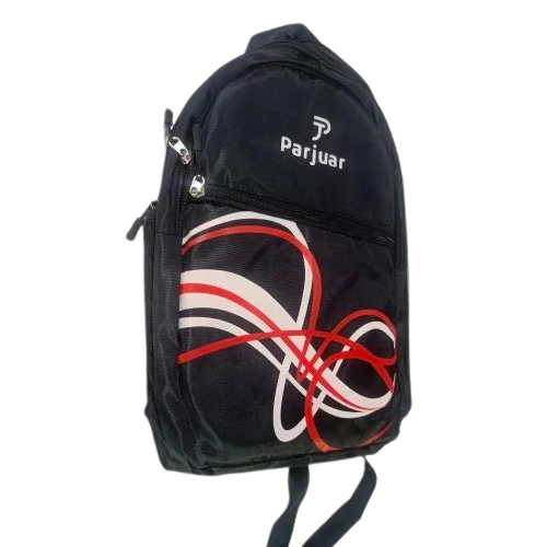 Polyester Printed School Backpack Bag - Color: Black