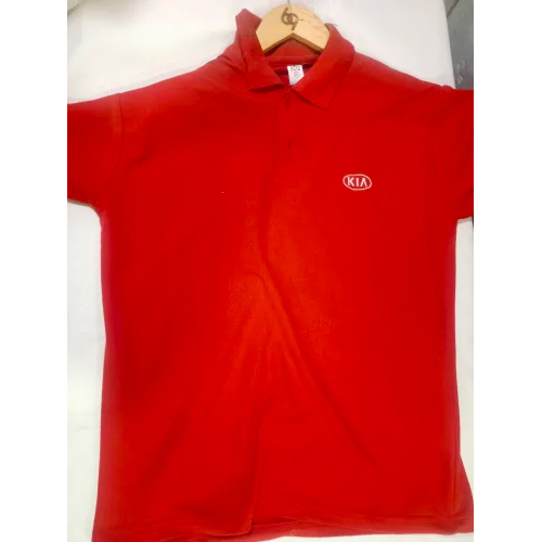 Polo Neck Red Cotton T Shirt - Design: Standard