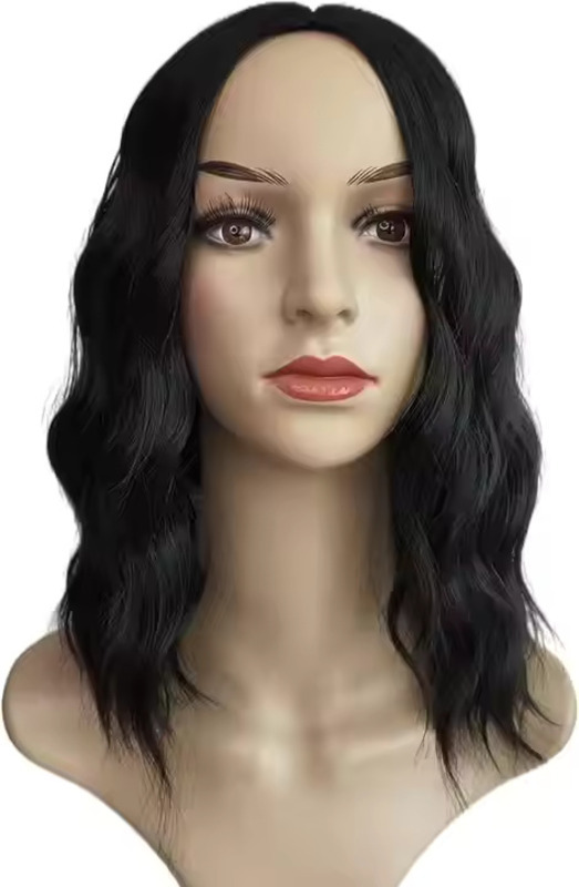 Wig 14Inch Short Curly Wavy Bob Wig (Black)