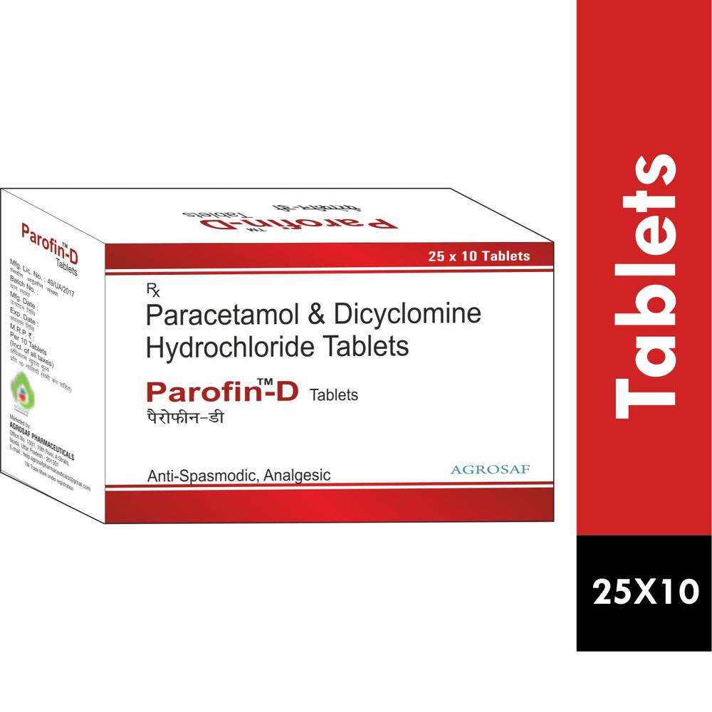 PAROFIN D TABLET -Paracetamol (325mg)+Dicyclomine (20mg)